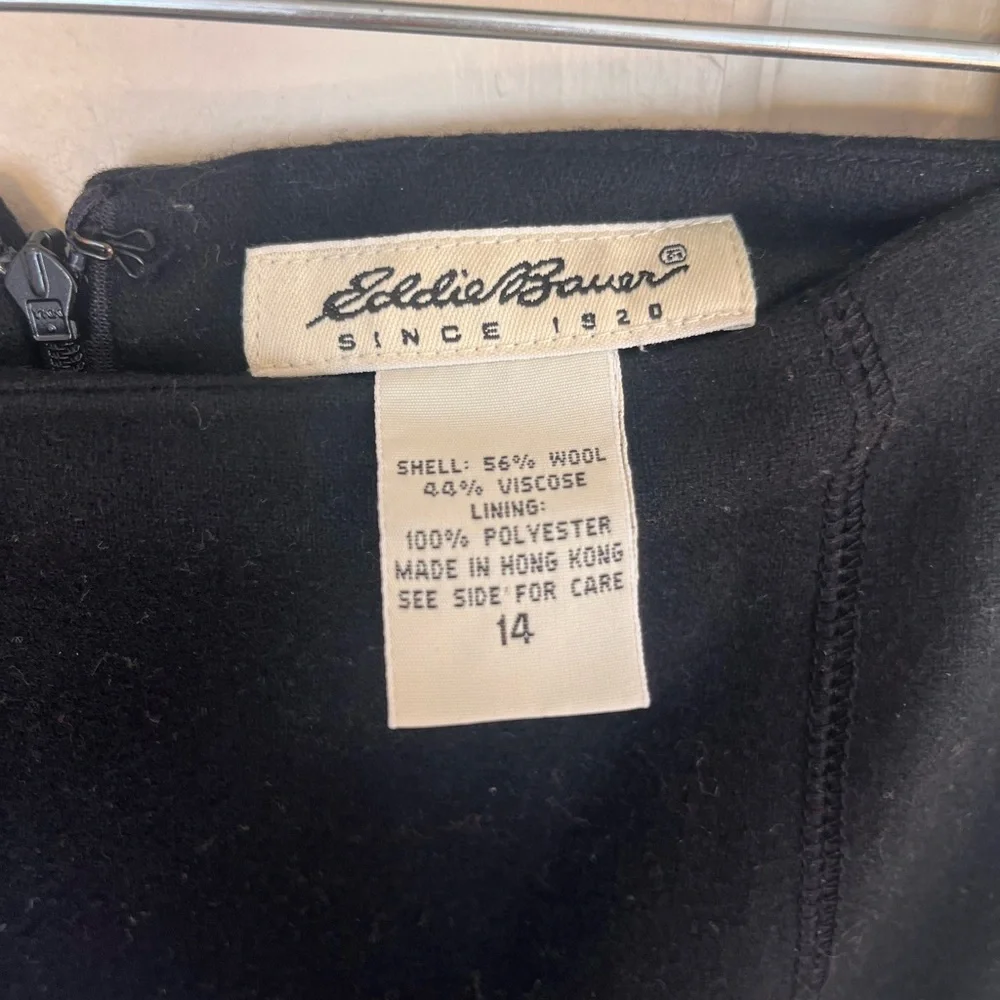 Eddie Bauer Vintage Wool-Blend Black Midi Pencil Skirt - Picture 3 of 4
